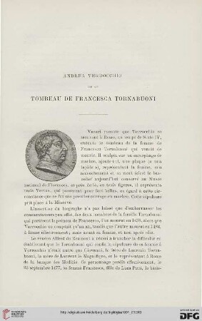 3. Pér. 6.1891: Andrea Verrocchio et le tombeau de Francesca Tornabuoni
