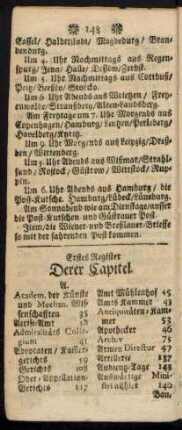 Erstes Register Derer Capitel