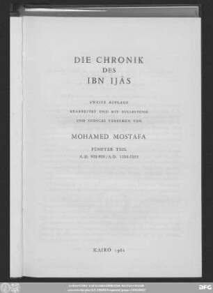 Teil 5: A.H. 922 - 928 (A.D. 1516 - 1522)