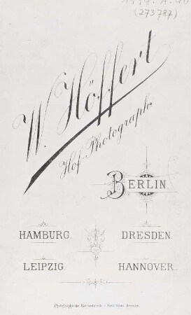 Fotografierückseite, Atelier Höffert, Berlin, um 1900