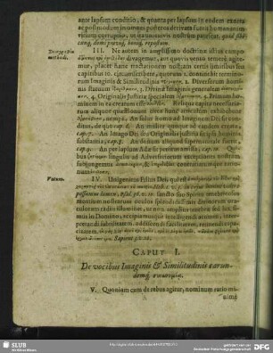 Caput I. De vocibus Imaginis & Similitudinis earundem …