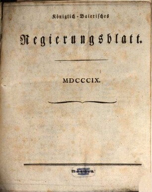 Königlich-Baierisches Regierungsblatt. 1809