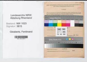 Entnazifizierung Ferdinand Giesberts , geb. 25.04.1906 (Sparkasseninspektor)