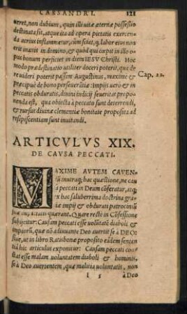 Articulus XIX. De Causa Peccati.