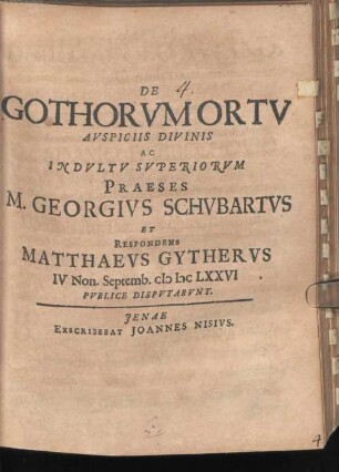De Gothorum ortu, disputatio