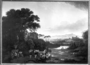Südliche Landschaft mit feiernden Landleuten