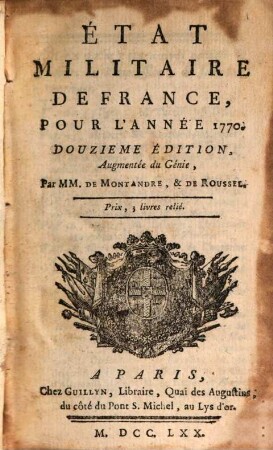 Etat militaire de France. 12, 12. 1770