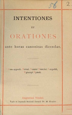 Intentiones et orationes ante horas canonicas dicendae