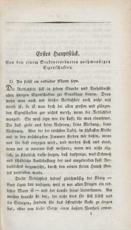 Erstes Hauptstück. Von den einem Stadtverordneten nothwendigen Eigenschaften.