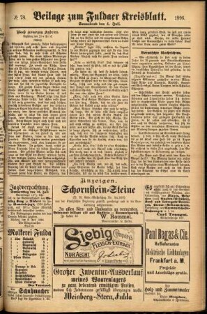 Zweite Ausgabe vom Samstag, den 04. Juli 1896.