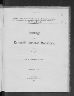 Beiträge zur Kenntnis unserer Moosflora