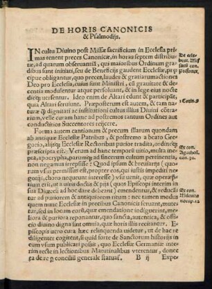 De Horis Canonicis & Psalmodiis.
