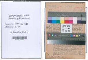 Entnazifizierung Heinz Schneider , geb. 31.05.1907 (Reg.Inspektor)