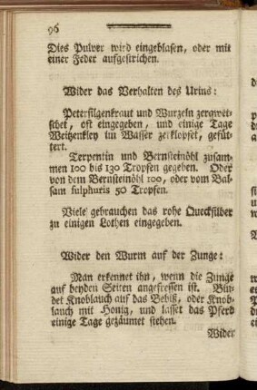 Wider das Verhalten des Urins: