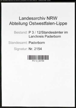 Sterberegister Standesamt Paderborn