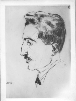 Porträt eines Mannes im Profil : Porträt eines Mannes im Profil. Kohlezeichnung (1938; E. Richter), entstanden in Ankara