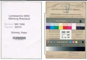 Entnazifizierung Peter Schmitz , geb. 25.04.1900 (Lokfuehrer)