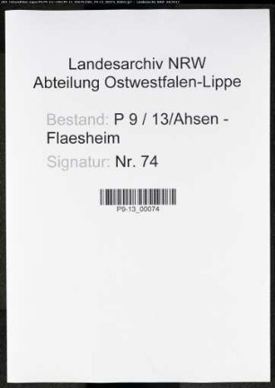 Sterberegister Standesamt Ahsen-Flaesheim