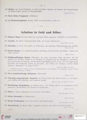 Arbeiten in Gold und Silber (Nr. 270 - 294)
