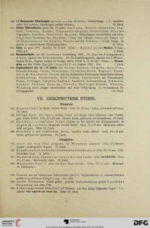 VII. Geschnittene Steine (Nr. 435-450)