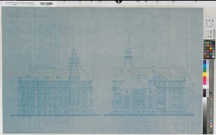 Münster (Münster) Oberzolldirektion Nord- und Südansicht 1911 1 : 100 71 x 110 Blaupause Staatshochbauamt Münster Regierung Münster III 6 Nr. 43