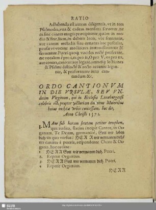 Ordo cantionum in die Ursulae