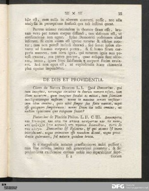De Diis Et Providentia.