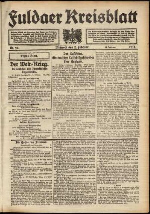 Erste Ausgabe vom Mittwoch, den 02. Februar 1916.
