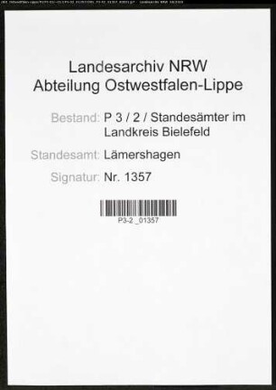 Sterberegister Standesamt Lämershagen
