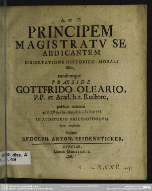 Principem Magistratu Se Abdicantem