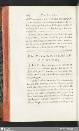 Du Refroidissement du Globe