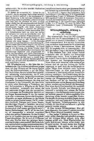 Willenspädagogik, -bildung u. -erziehung