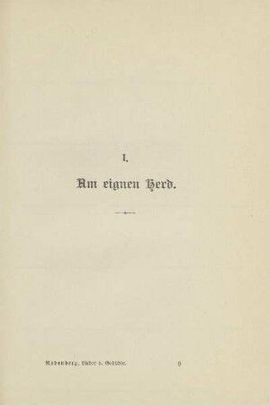 I. Am eigenen Herd