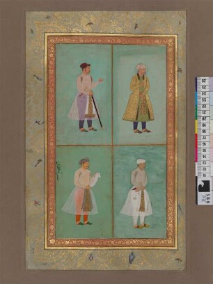 Illustration: Vier Standporträts, darunter Āṣaf Ḫān