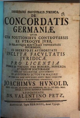 Diss. inaug. iur. de concordatis Germaniae