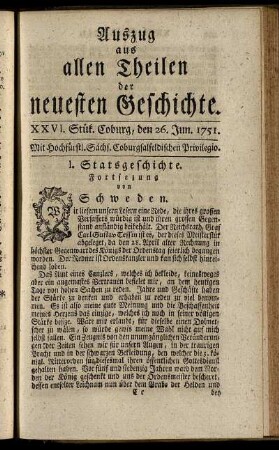 XXVI. Stük. Coburg, den 26. Jun. 1751.