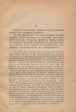 Die staatsrechtliche Stellung von Elsass-Lothringen