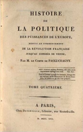 Histoire de la politique des puissances de l'Europe : depuis le commencement de la révolution Française jusqu'au Congrès de Vienne, 4