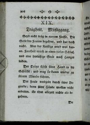 XIX. Trägheit. Müßiggang. - XX. Demuth und Hochmuth.