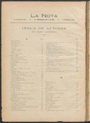 Índice de autores por órden alfabético