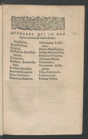 Avthores Qvi In Hoc Opere vertendo elaborarunt.
