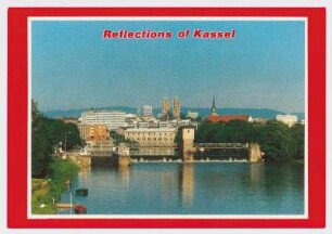 Kassel, Fuldawehr mit Blick zur Innenstadt