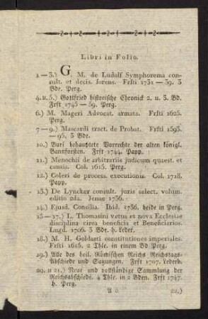 3-17, Libri in Folio. - ...in Quarto.