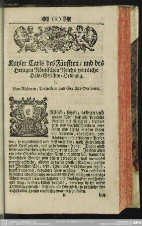 Kayser Carls des Fünfften, und des Heiligen Römischen Reichs peinliche Hals-Gerichts-Ordnung