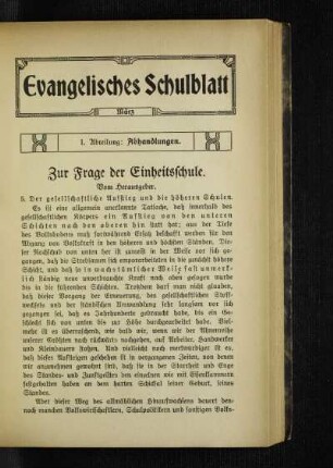 Zur Frage der Einheitsschule