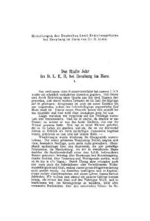 Das fünfte Jahr im D.L.E.H. Ilsenburg i. Harz