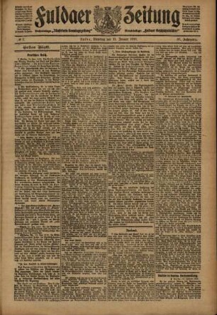 Erste Ausgabe vom Dienstag, den 11. Januar 1910.