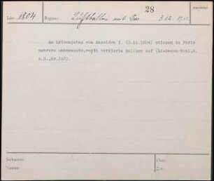 Am Krönungstag von Napoleon I. (3. Dez. 1804) stiegen in Paris mehrere unbemannte, reich verzierte Ballone auf