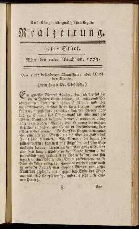 23tes Stück. Wien den 12ten Brachmon. 1773.