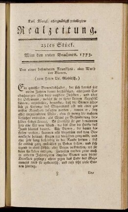 23tes Stück. Wien den 12ten Brachmon. 1773.